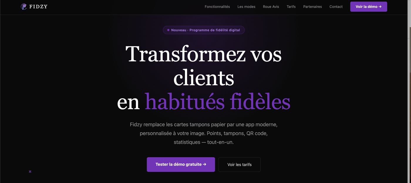 Aperçu de l'application Fidzy